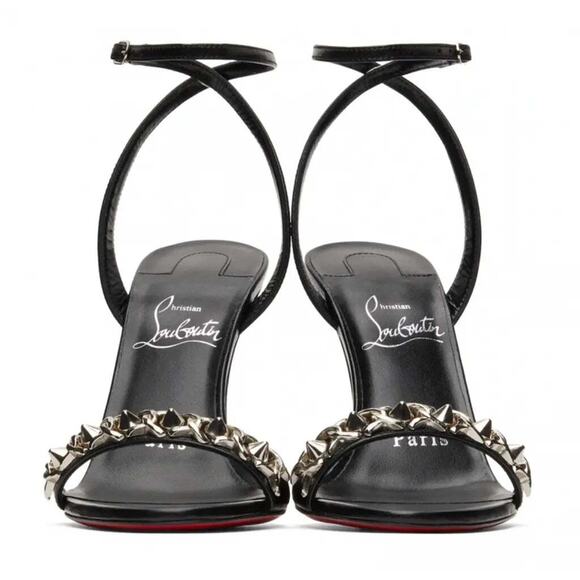 Christian Louboutin Loubigirl Chain 100 Black Ankle Strap Sandal Heel Pump 35.5 - Picture 6 of 12